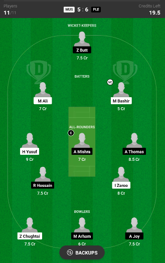 MUS vs PLE Dream11 Prediction Today Match, Dream11 Team Today, Fantasy Cricket Tips, Playing XI, Pitch Report, Injury Update- FanCode ECS Bulgaria T10, Match 18